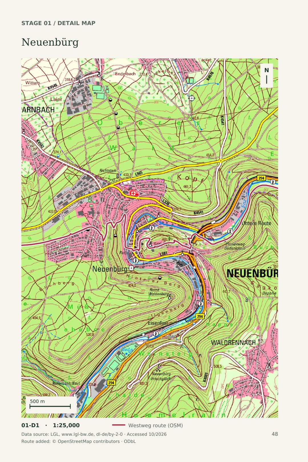 Maps with detail – an original page from My Westweg